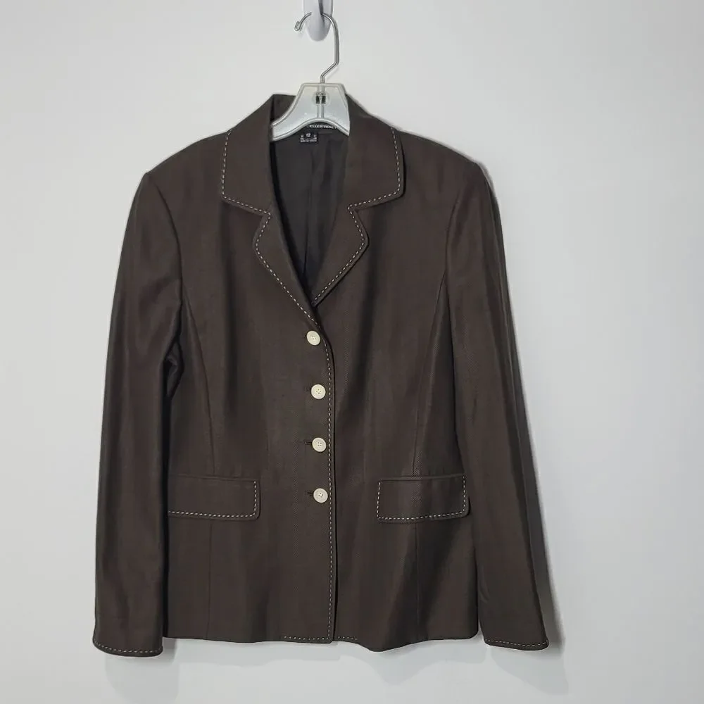 Ellen Tracy / Linda Allard Wool, Linen & Silk Blend Brown Jacket